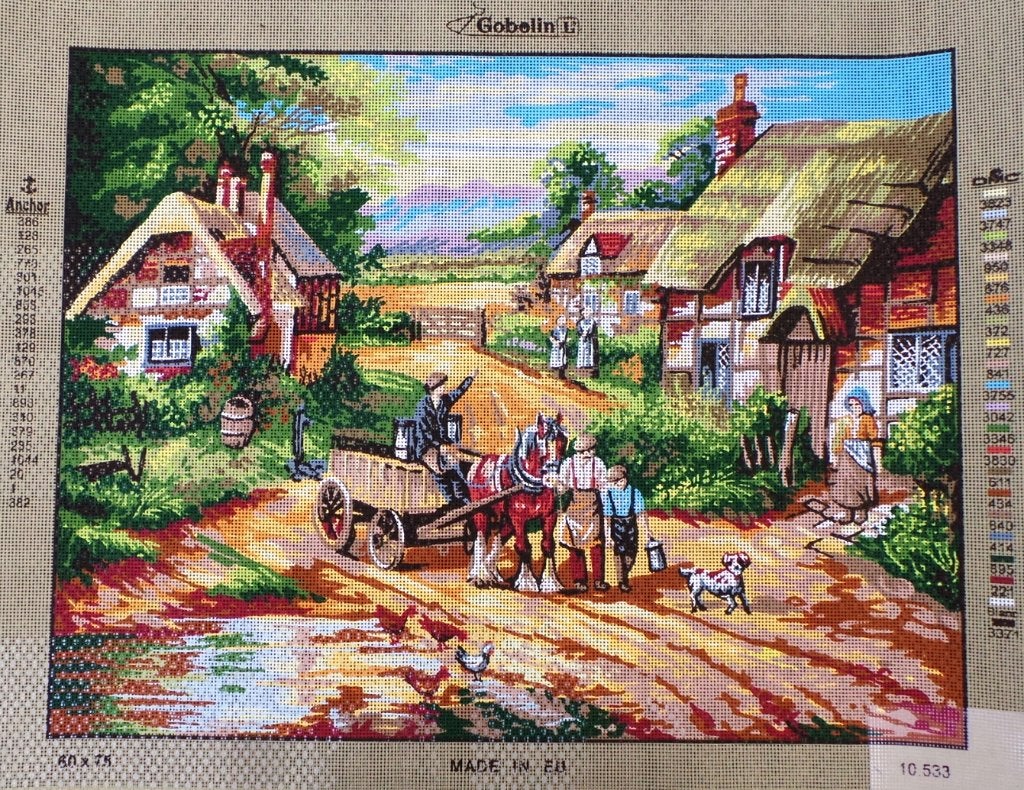 Cado voorbedrukt groot borduurstramien  BOERENERF  553, Ophalen of Verzenden, Nieuw, Handborduren, Onderdeel of Toebehoren