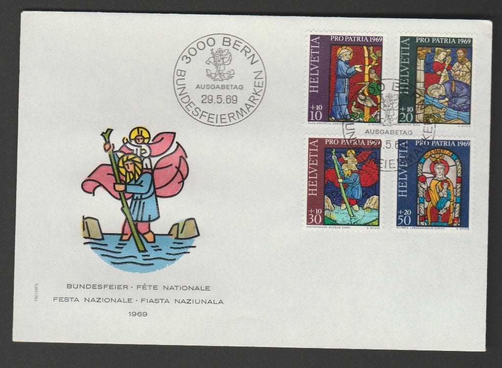 Zwitserland - FDC Michelnr 902-905 - Pro Patria glas-in-lood, Ophalen of Verzenden, Postfris