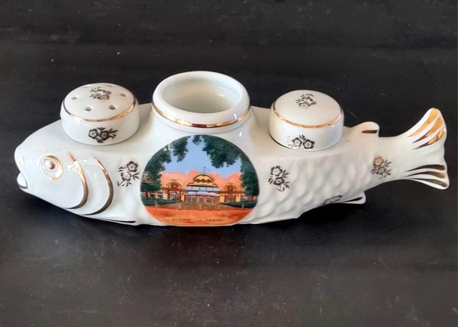 Vintage Frans Porseleinen Vis Specerijenset / Menageset, Ophalen of Verzenden
