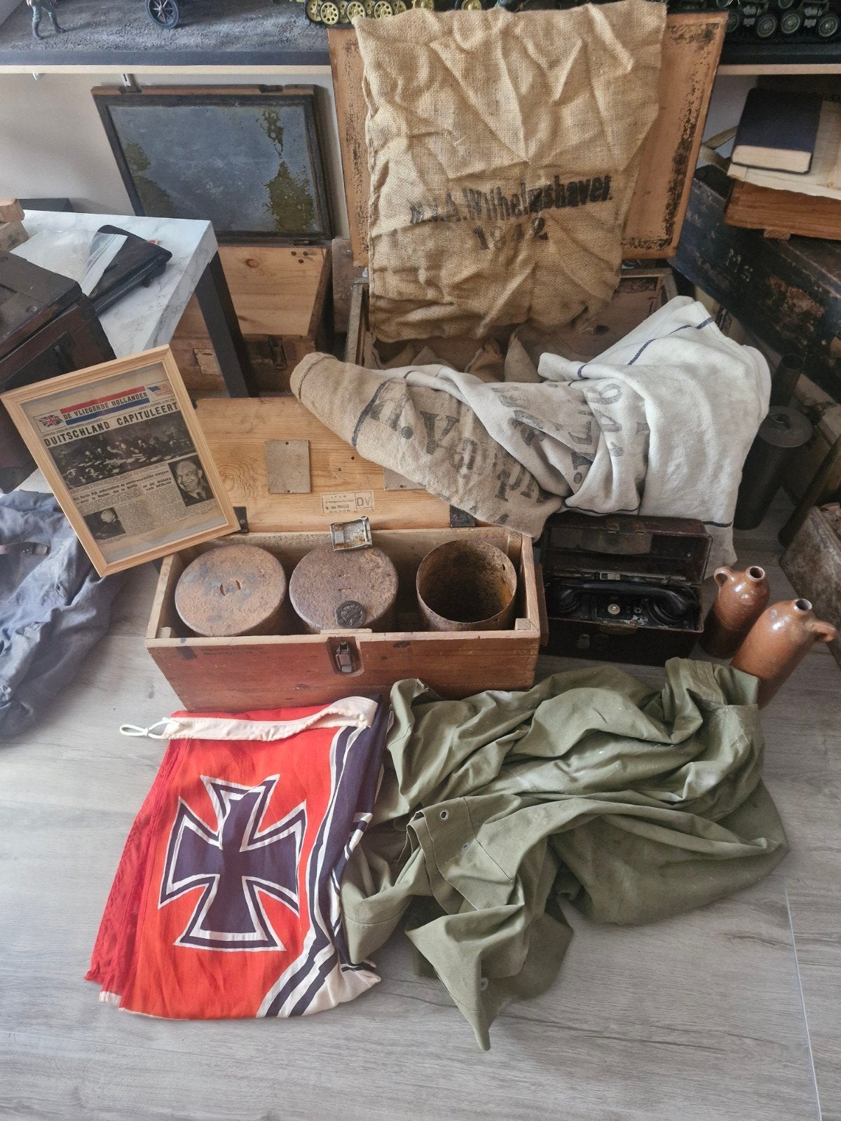 lot wo2 duits, Ophalen of Verzenden, Landmacht, Duitsland, Helm of Baret