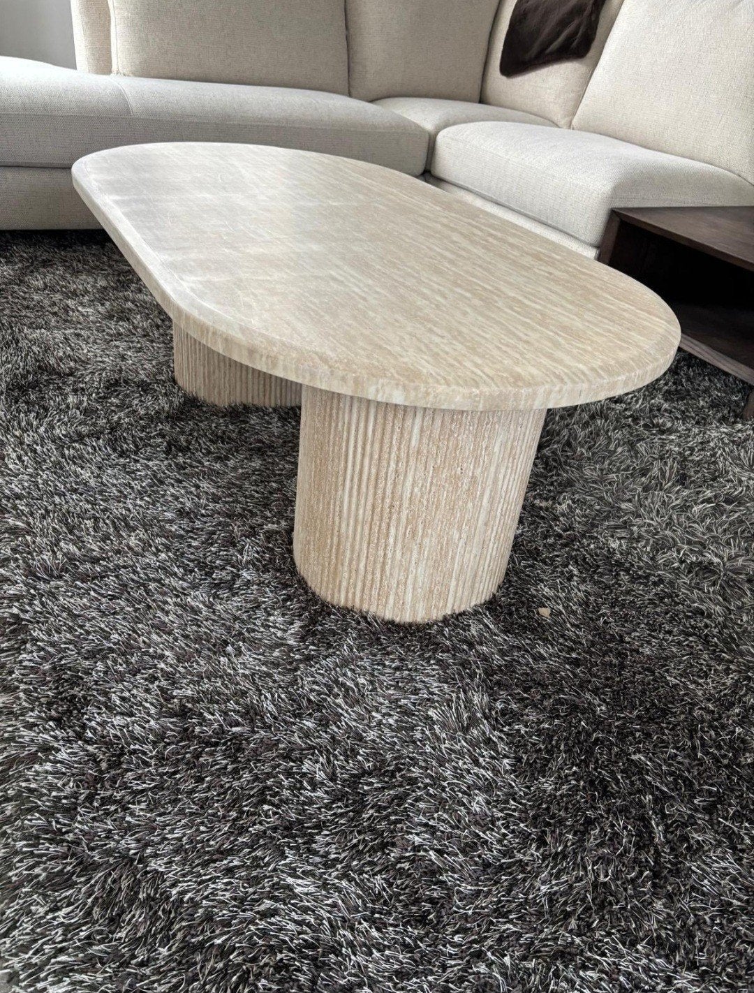 Nieuwe salontafel travetinlook, Ophalen, 100 tot 150 cm, Nieuw, 50 tot 100 cm