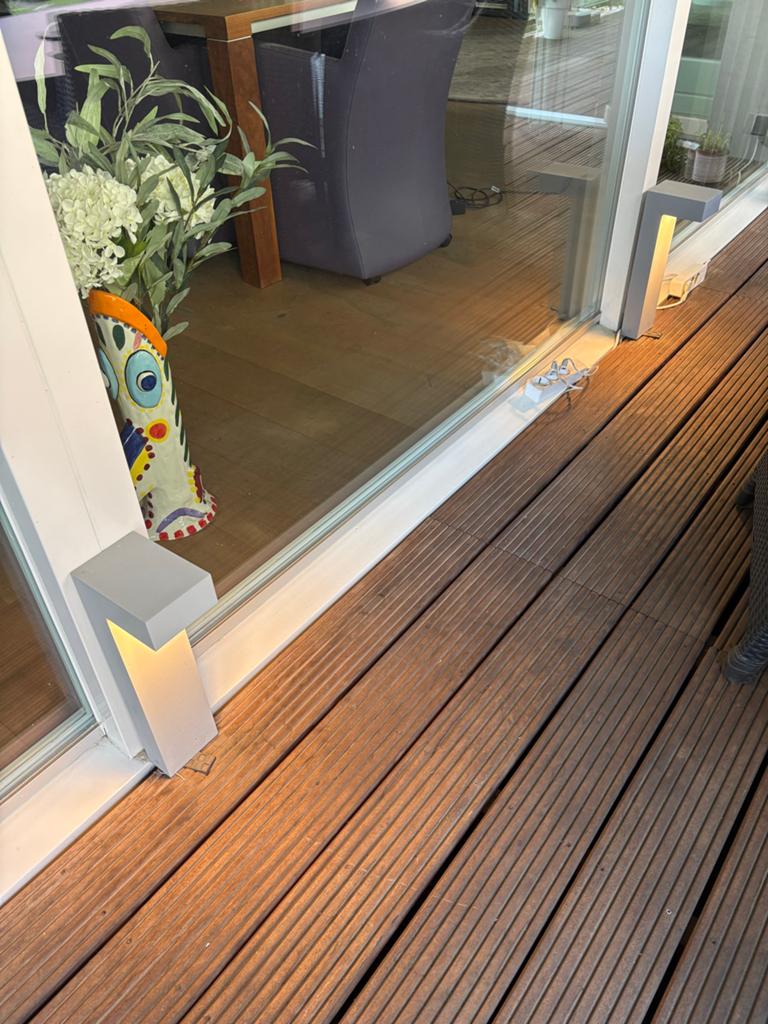 Moderne buitenlampen voor terras of tuin, Gebruikt, Minder dan 50 watt, Aluminium, Ophalen of Verzenden
