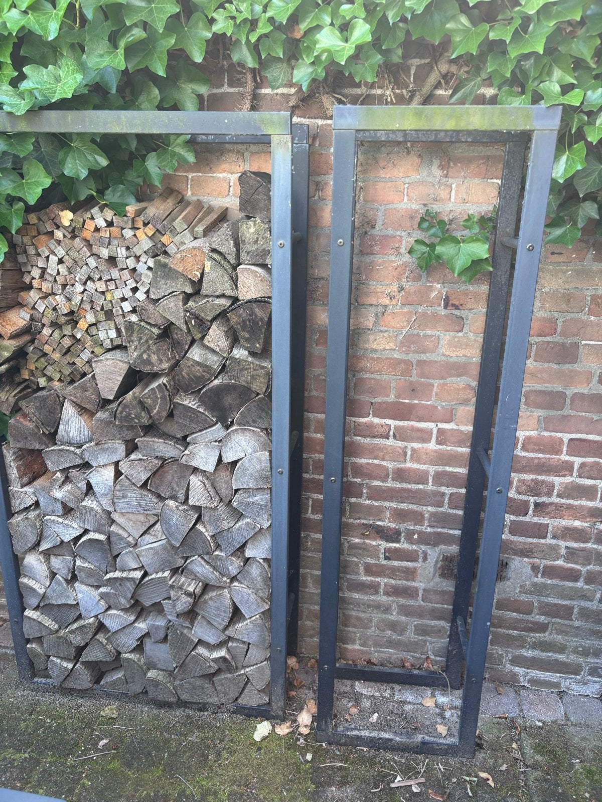 Haardhoutrek 50x28x132 cm staal matzwart, Ophalen