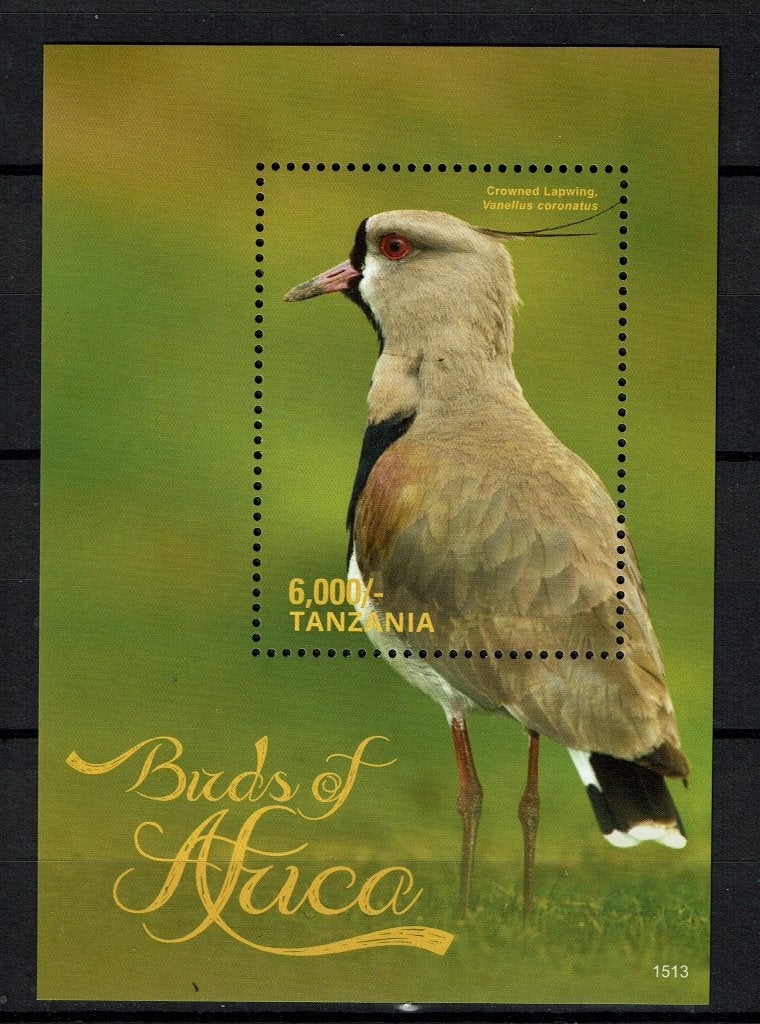 TANZANIA 2015 PF BLOK CHILEENSE KIEVIT VOGELS BIRDS 3, Ophalen of Verzenden, Postfris, Dier of Natuur