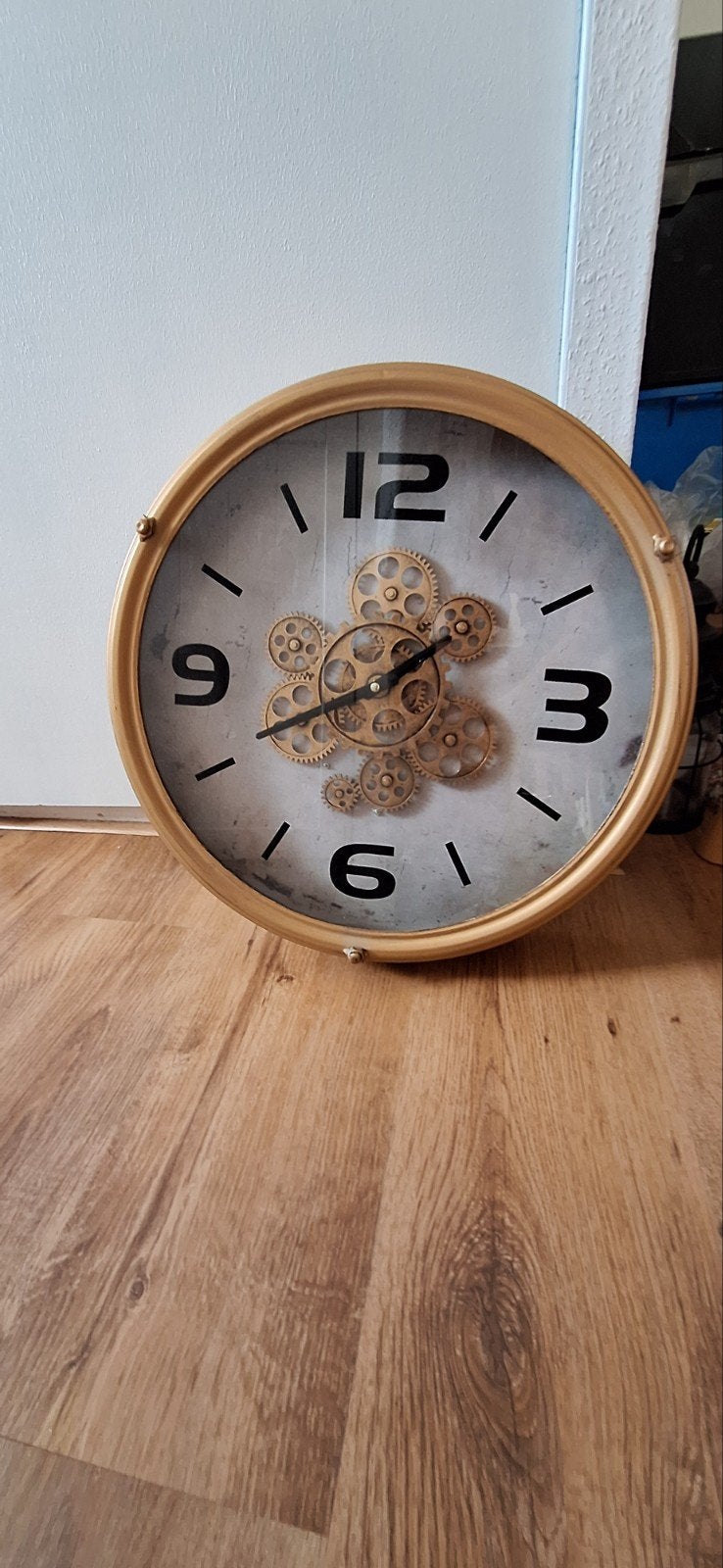 Goudkleurige wandklok, Ophalen, Goud, Wandklok, Analoog