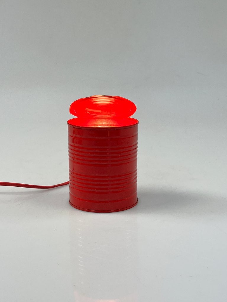 Vintage Rode Tin Can Lamp,  Vrieland Design, 1980's, Vrieland Design, Overige typen, Gebruikt, Overige merken