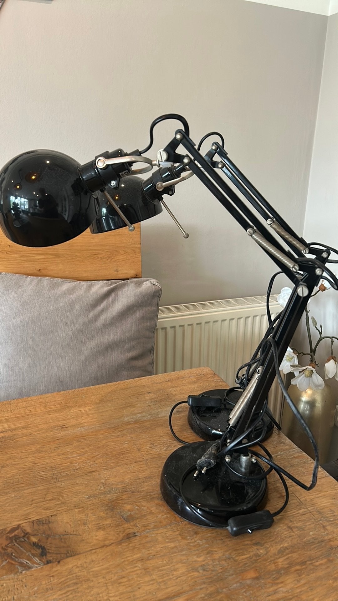 Twee bureau lampen zwart, Huis en Inrichting, Zwart, Ophalen of Verzenden, Gebruikt, Metaal