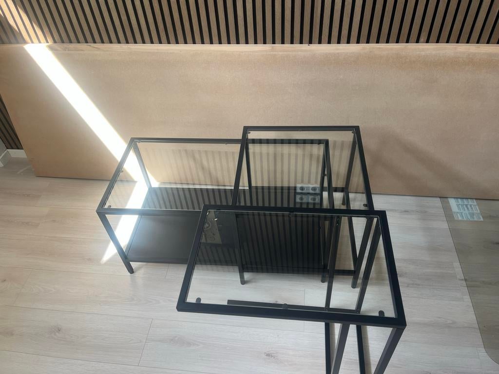 Glazen salontafel van IKEA - Modern en Stijlvol, Ophalen, 100 tot 150 cm, 50 tot 100 cm, Minder dan 50 cm