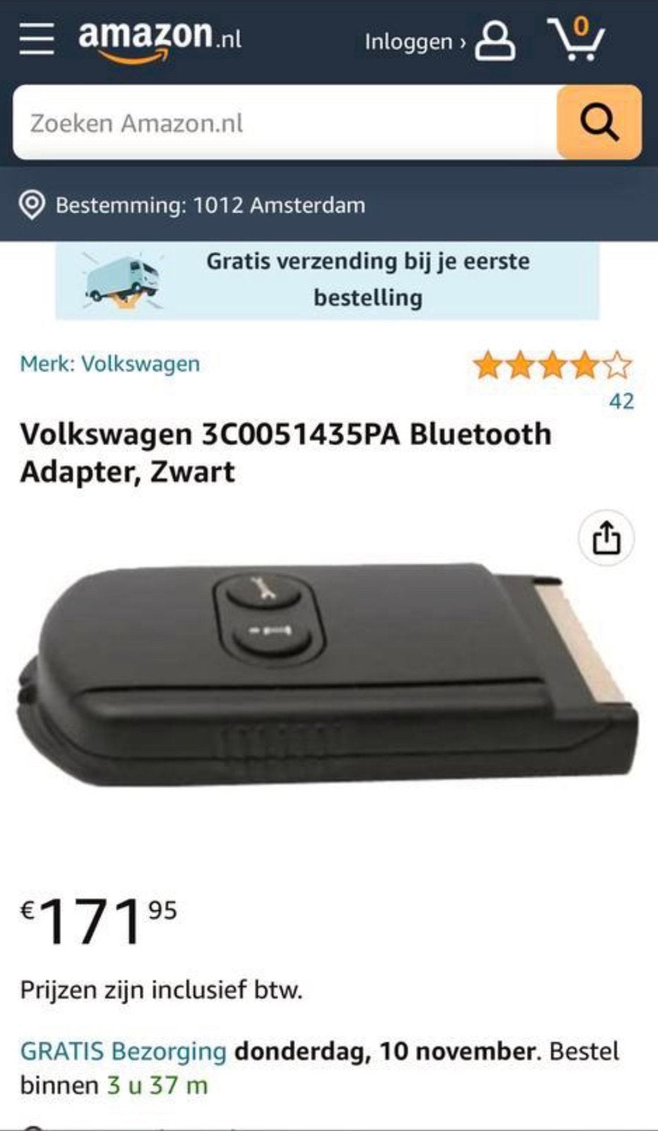 VW BLEUTOOTH ADAPTER 3C0051435PA, Ophalen of Verzenden, Nieuw