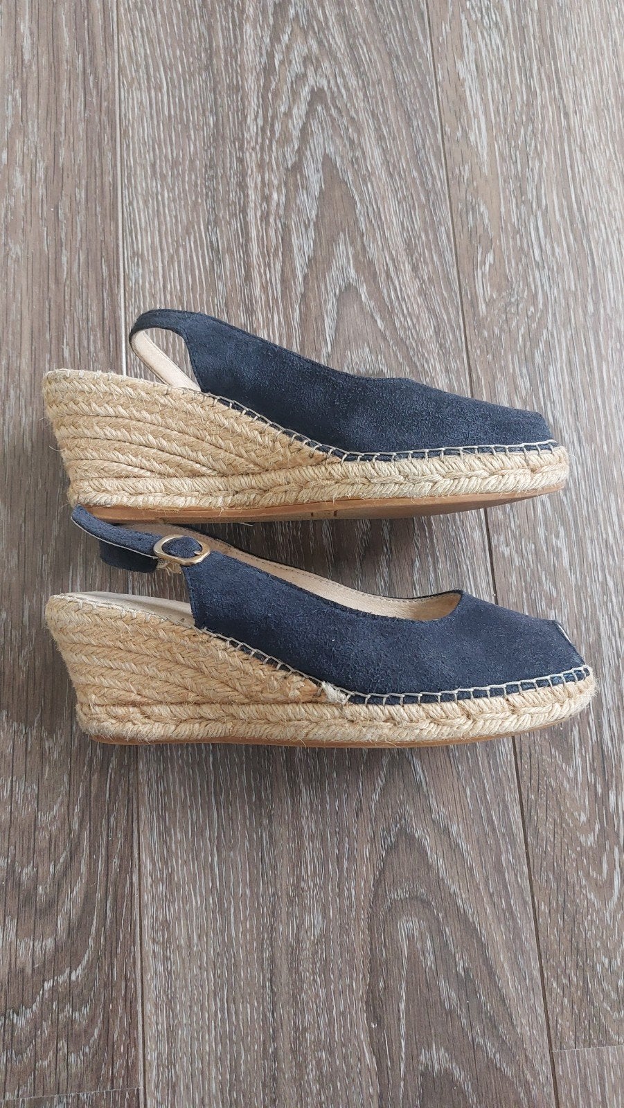Donkerblauwe espadrille sleehakken, Ophalen of Verzenden, Zo goed als nieuw, Blauw, Espadrilles of Moccasins