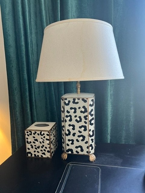 DG-Metalen handbesch,Lamp White Leopard z.kap, Verzenden, Zo goed als nieuw, Metaal
