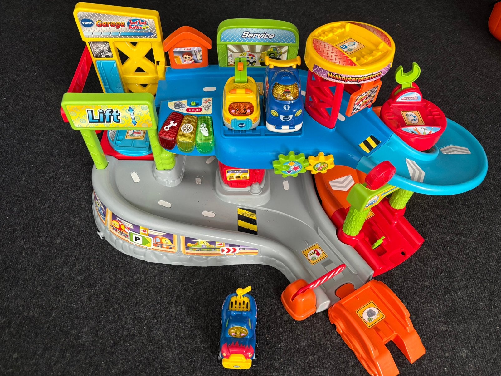 Speelgoed garage VTech - incl 3 auto’s, Ophalen, Zo goed als nieuw