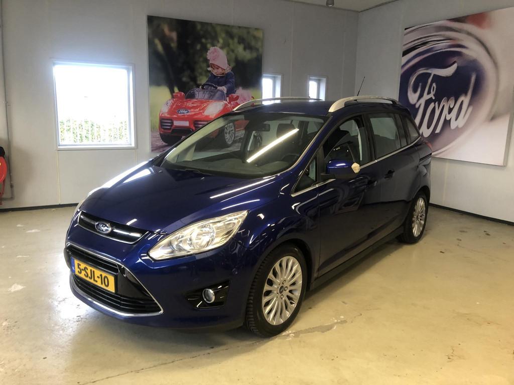 Ford Grand C-Max 1.0 Ecoboost 125 pk Titanium Navigatie - Bl, Auto's, Ford, Voorwielaandrijving, Gebruikt, Zwart, Blauw