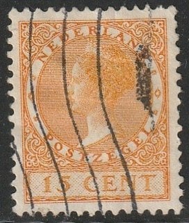 Nederland 1926 187A Wilhelmina 15c, Gest, Postzegels en Munten, Postzegels | Nederland, Ophalen of Verzenden, T/m 1940, Gestempeld