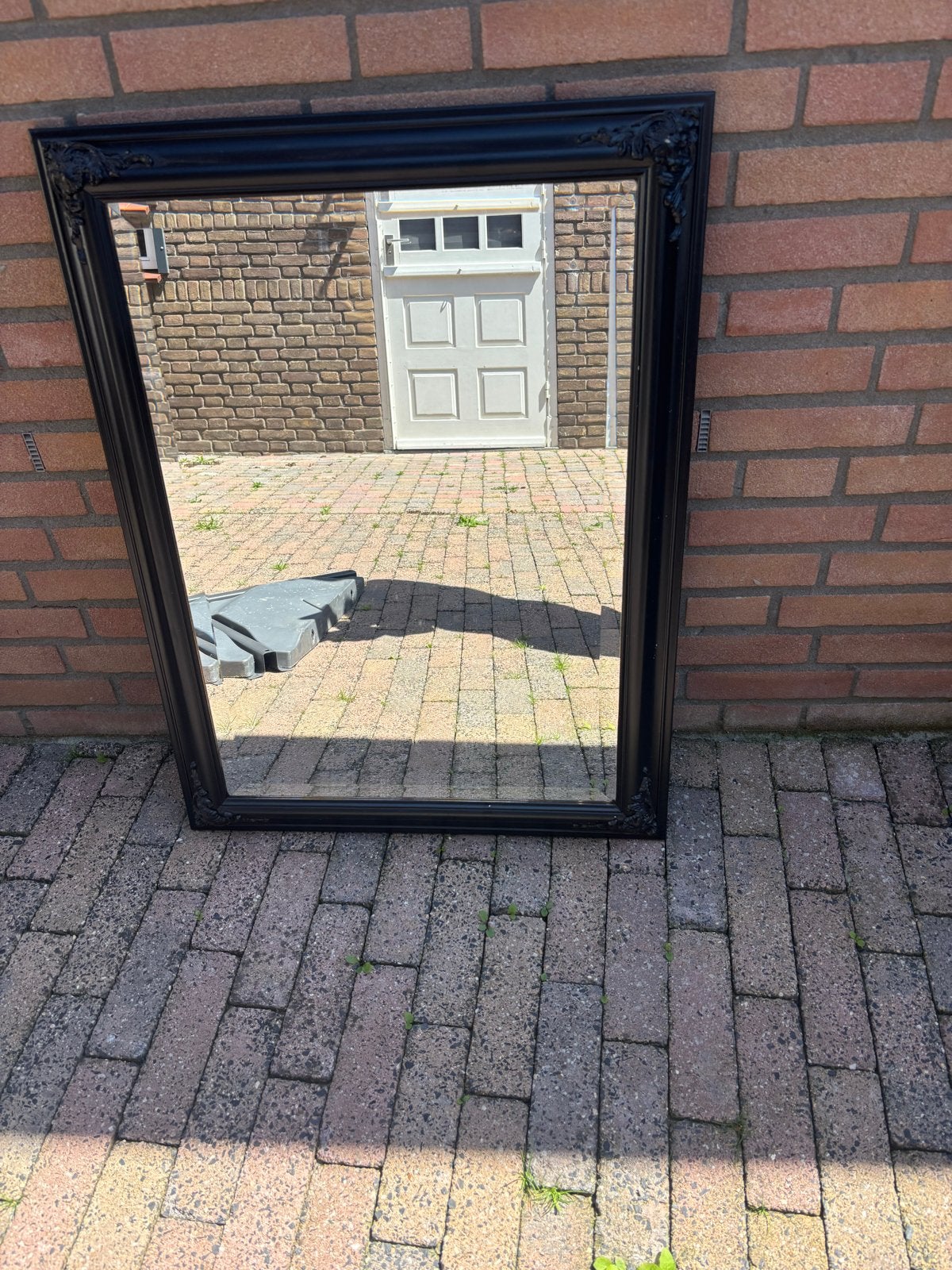 60x90 zwarte spiegel met sierlijke lijst, Gebruikt, Ophalen of Verzenden, Minder dan 100 cm, Rechthoekig