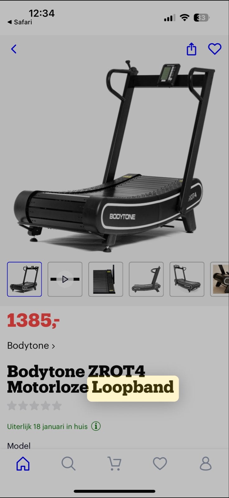 Bodytone ZROT4 Motorloze Loopband - Zo goed als nieuw, Ophalen of Verzenden, Zo goed als nieuw, Metaal, Loopband