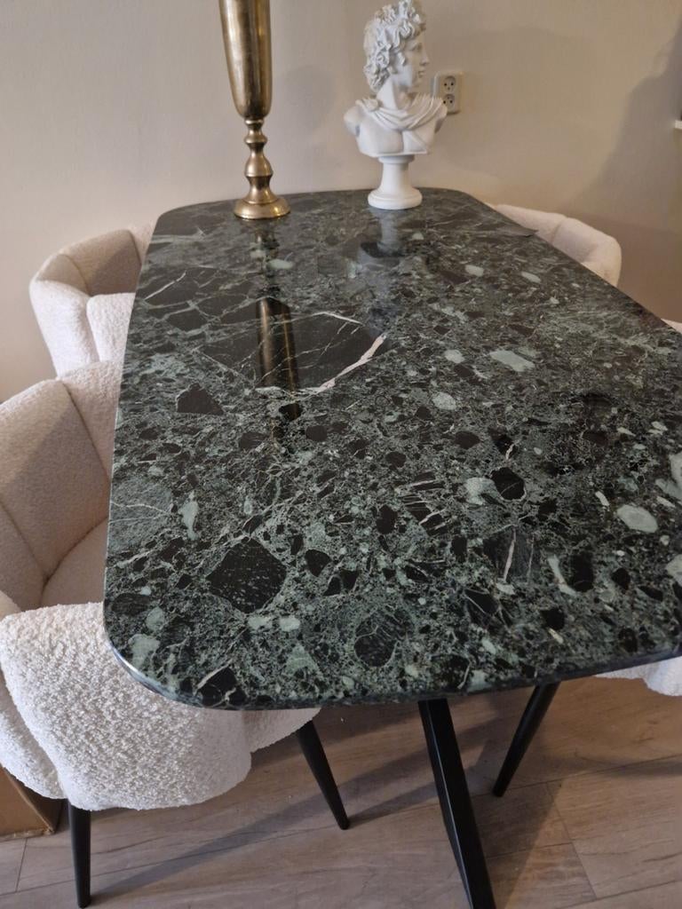 Eettafel van Verde Alpi marmer- 160x90cm, Ophalen, Overige materialen, 50 tot 100 cm, Zo goed als nieuw