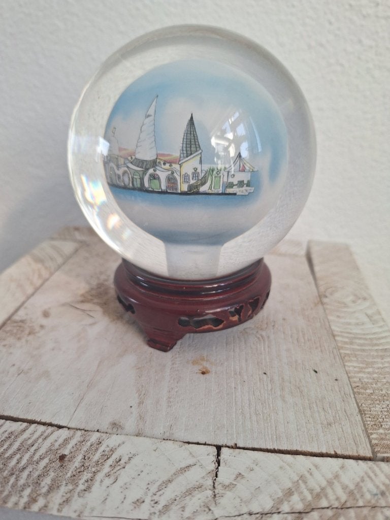 Vintage glazen bol met omgekeerd geschilderde muur, Ophalen