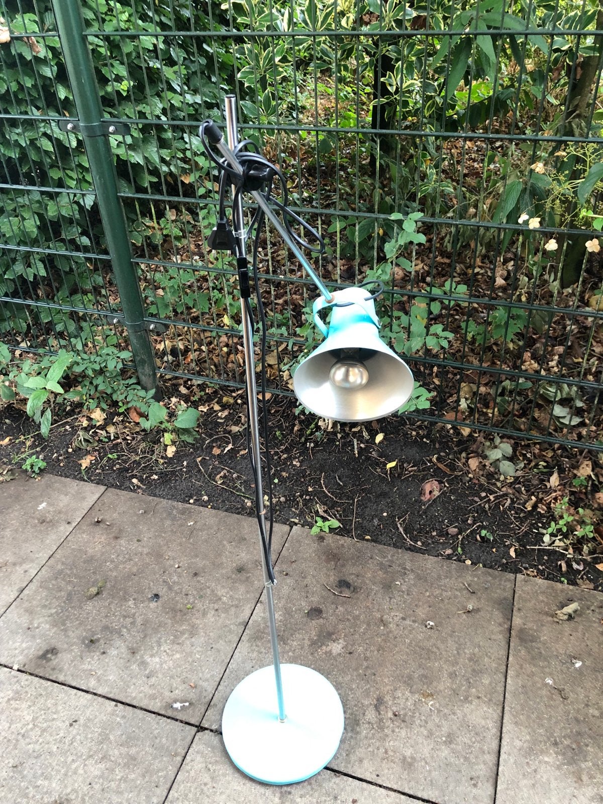 Retro Vintage Vloerlamp - Turquoise met Metaal, Huis en Inrichting, Ophalen, Gebruikt, 100 tot 150 cm, E27 (groot)