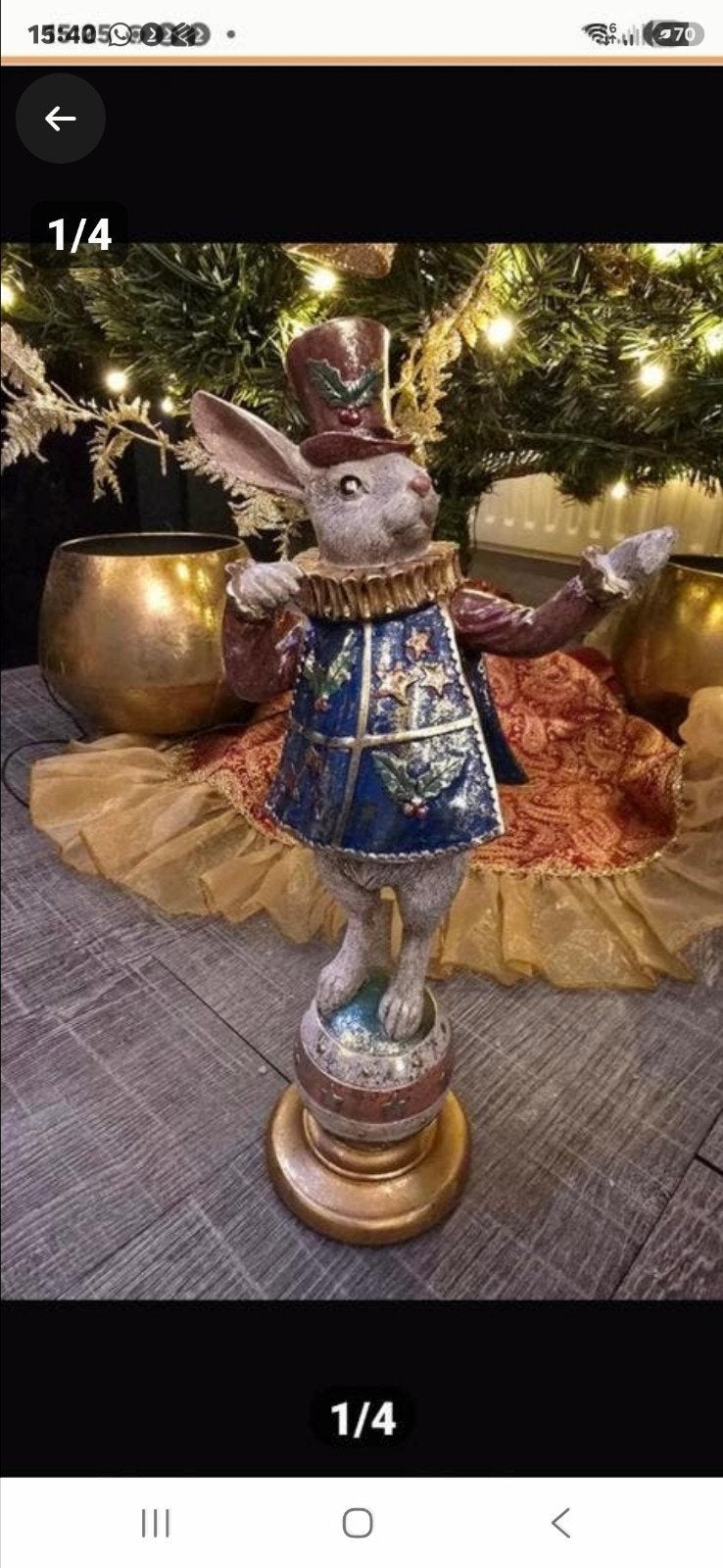 Een decoratieve konijn figuur, gekleed in een blauw jasje, Ophalen of Verzenden, Nieuw, Dier