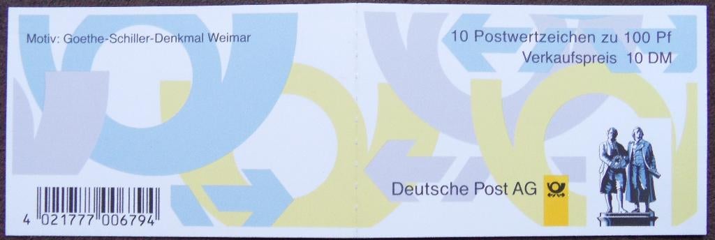 Postzegelboekje Duitsland  – Goethe Schiller denkmal, Ophalen of Verzenden, 1990 tot heden, Gestempeld