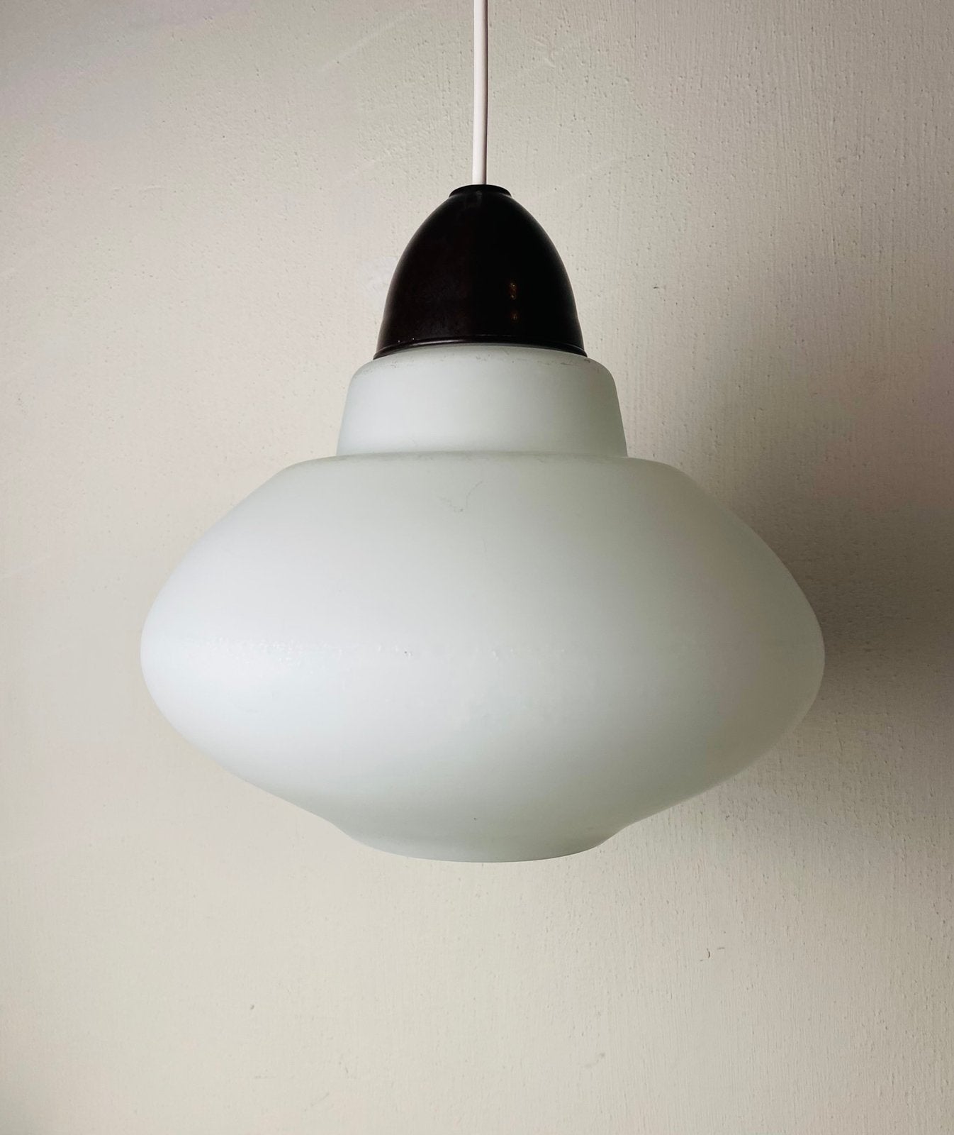 Louis Kalff glazen hanglamp , Philips jaren 50, Gebruikt, Philiips, Glas, E27 (groot)