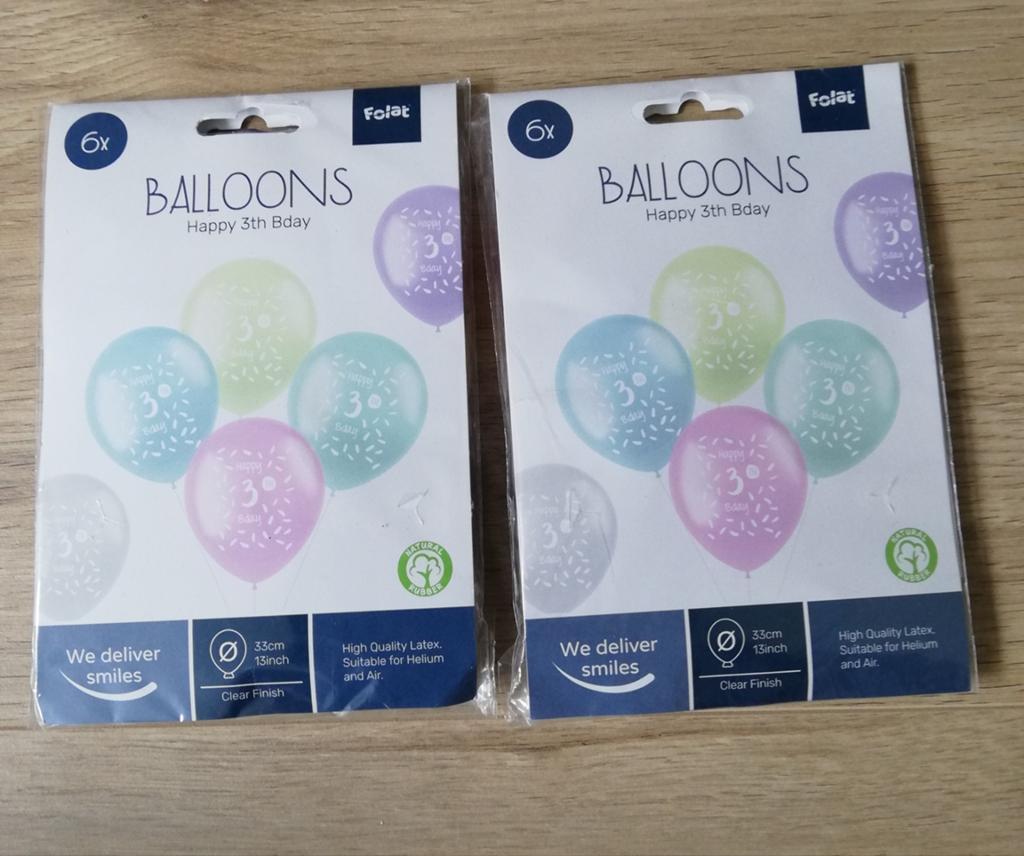 Folat Ballonnen 'Happy 3rd Bday' - 2x6 stuks, Ophalen of Verzenden