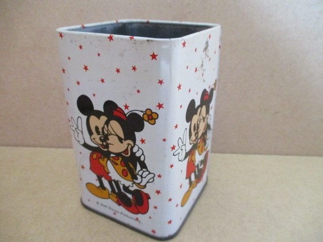 adv10241 mickey/minnie blikje, Verzamelen, Disney, Ophalen, Mickey Mouse, Gebruikt, Overige typen