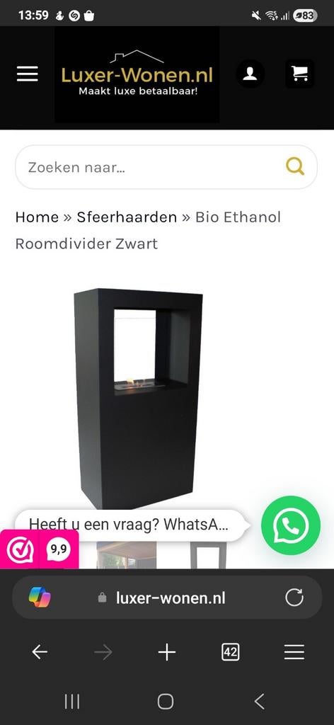 Bio Ethanol haard roomdivider  *nieuw*, Huis en Inrichting, Ophalen, Nieuw, Vrijstaande haard, Overige soorten