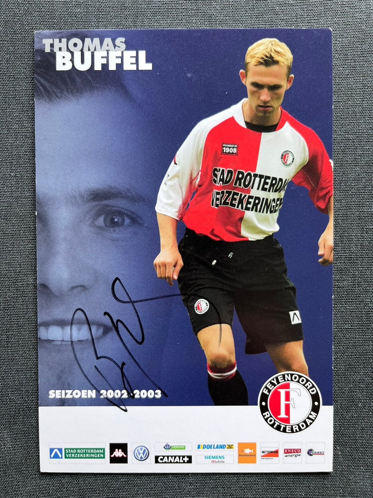 Feyenoord spelerskaart Buffel met handtekening, Ophalen of Verzenden, Zo goed als nieuw, Feyenoord, Spelerskaart