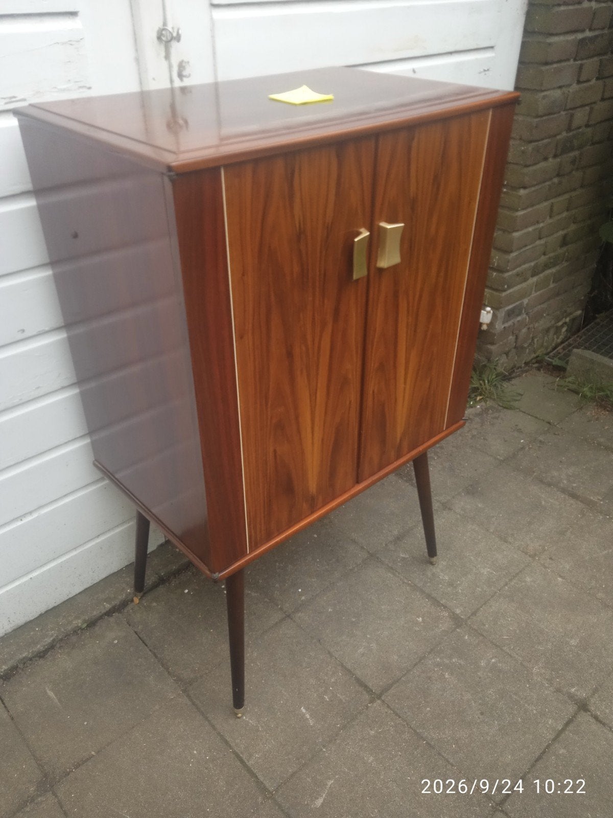 jaren 50 houten tv kastje, dressoir, wandkast, Huis en Inrichting, Ophalen, Zo goed als nieuw, Gewoon mooi 50 er!, 25 tot 50 cm