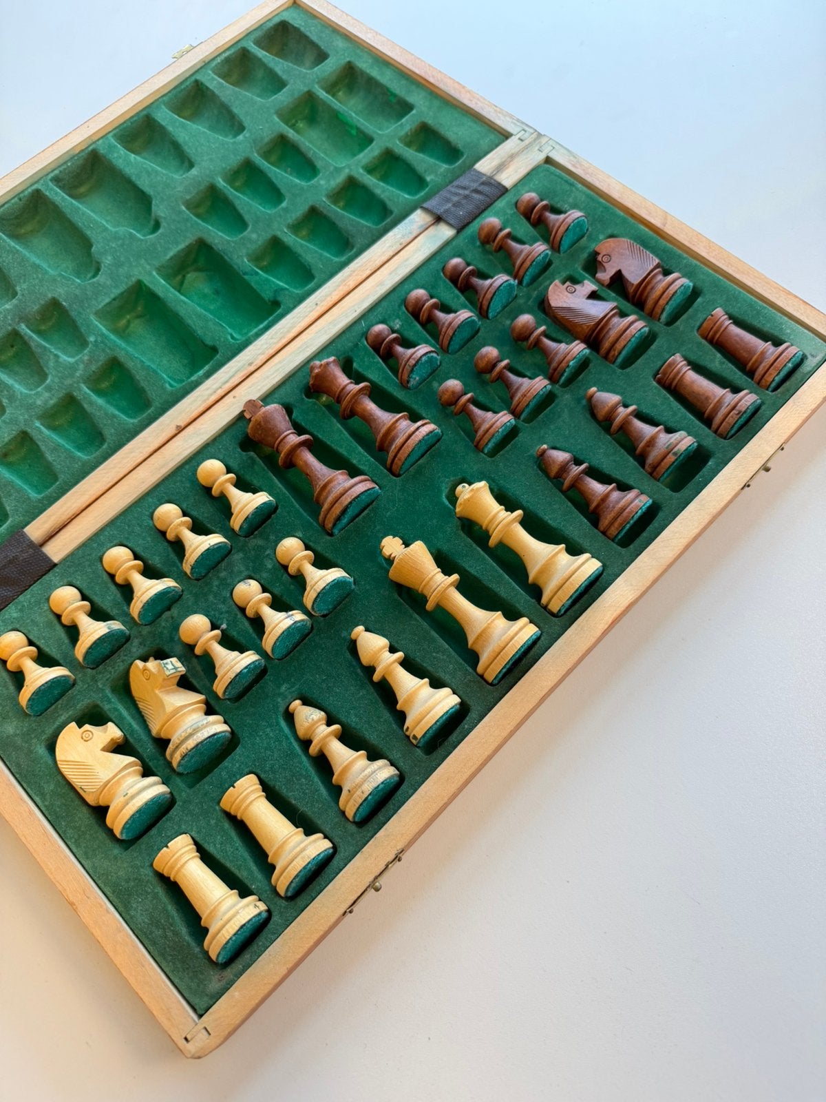 Vintage Houten Schaakset 41 cm – Staunton Schaakbord schaken, P, P, P, Ophalen of Verzenden