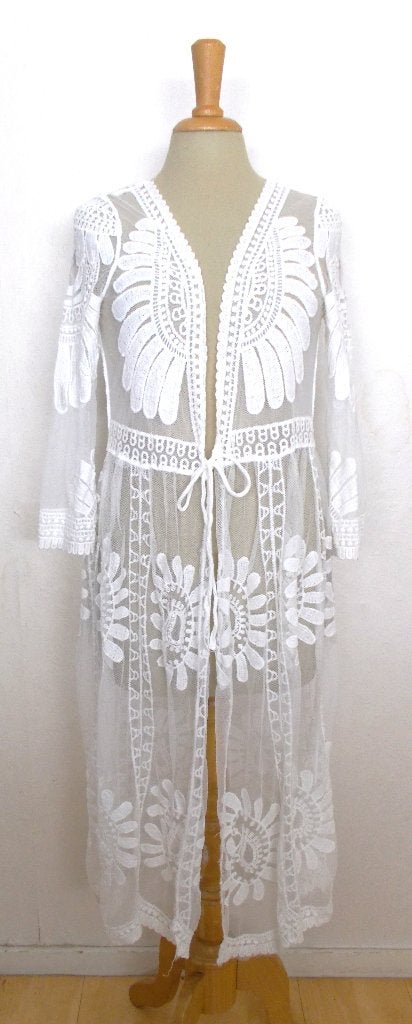 Apart wit Ibiza/bohemian wit lang vest/jurk! L, Verzenden, Wit, Maat 42/44 (L), Zo goed als nieuw