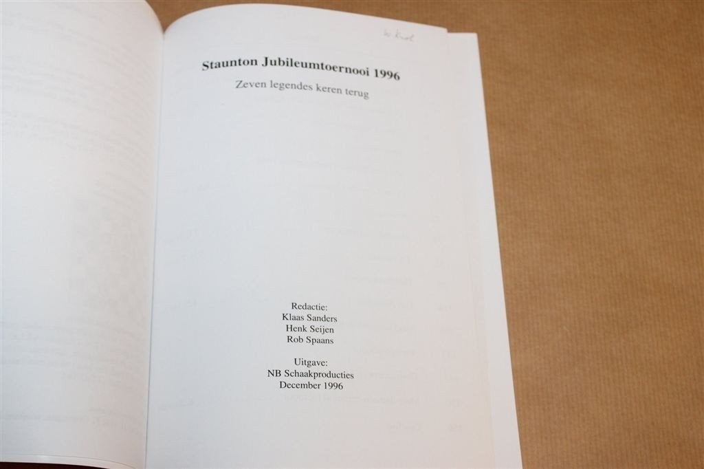 Staunton Jubileumtoernooi 1996 — Schaaktoernooi Groningen, Ophalen of Verzenden, Gelezen, Overige onderwerpen
