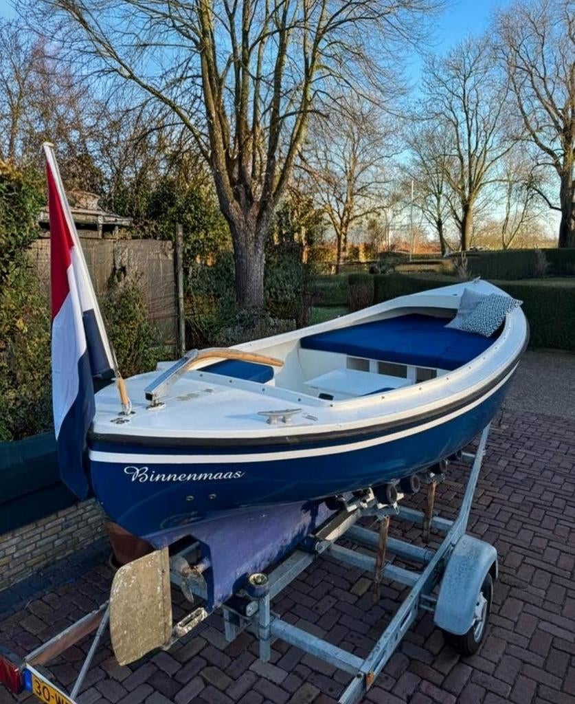 Elektrische sloep, 8 uur varen, 1kW motor INC TRAILER+ZEIL, Ophalen, Gebruikt, Binnenboordmotor, Polyester