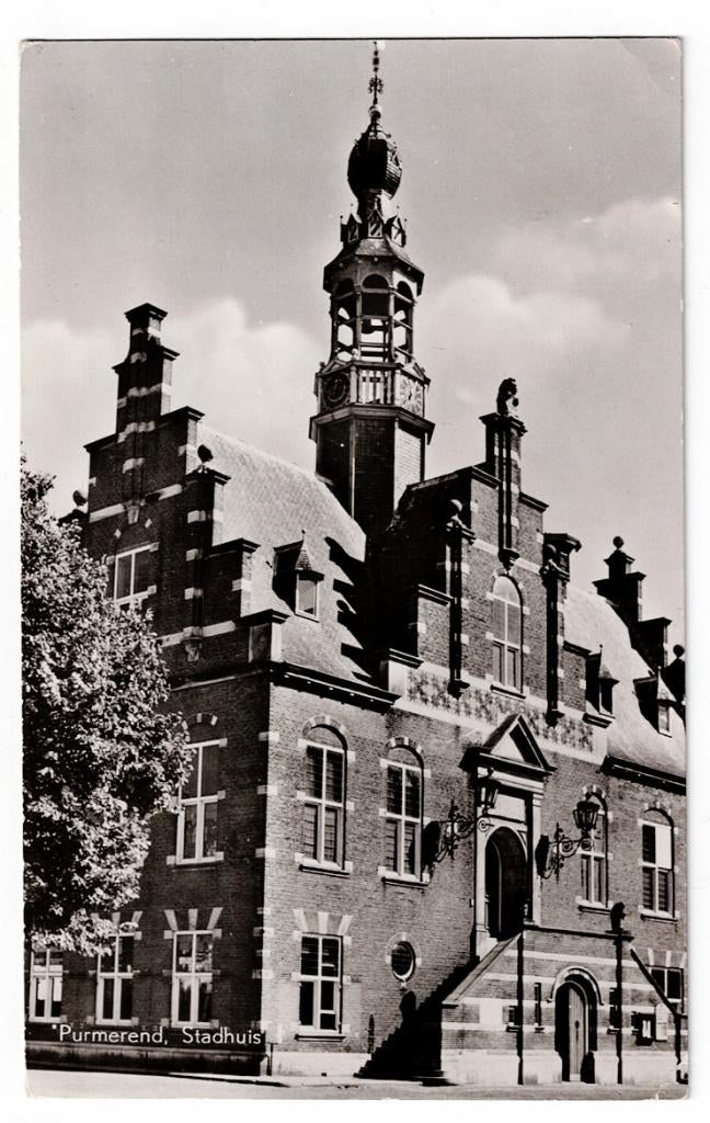Purmerend 1958. Fotokaart van het Stadhuis., Verzamelen, Ophalen of Verzenden, 1940 tot 1960, Gelopen, Noord-Holland