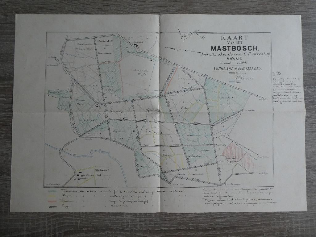Oude landkaart Mastbosch nabij Breda, Boeken, Atlassen en Landkaarten, Ophalen of Verzenden, Landkaart, 1800 tot 2000, Nederland