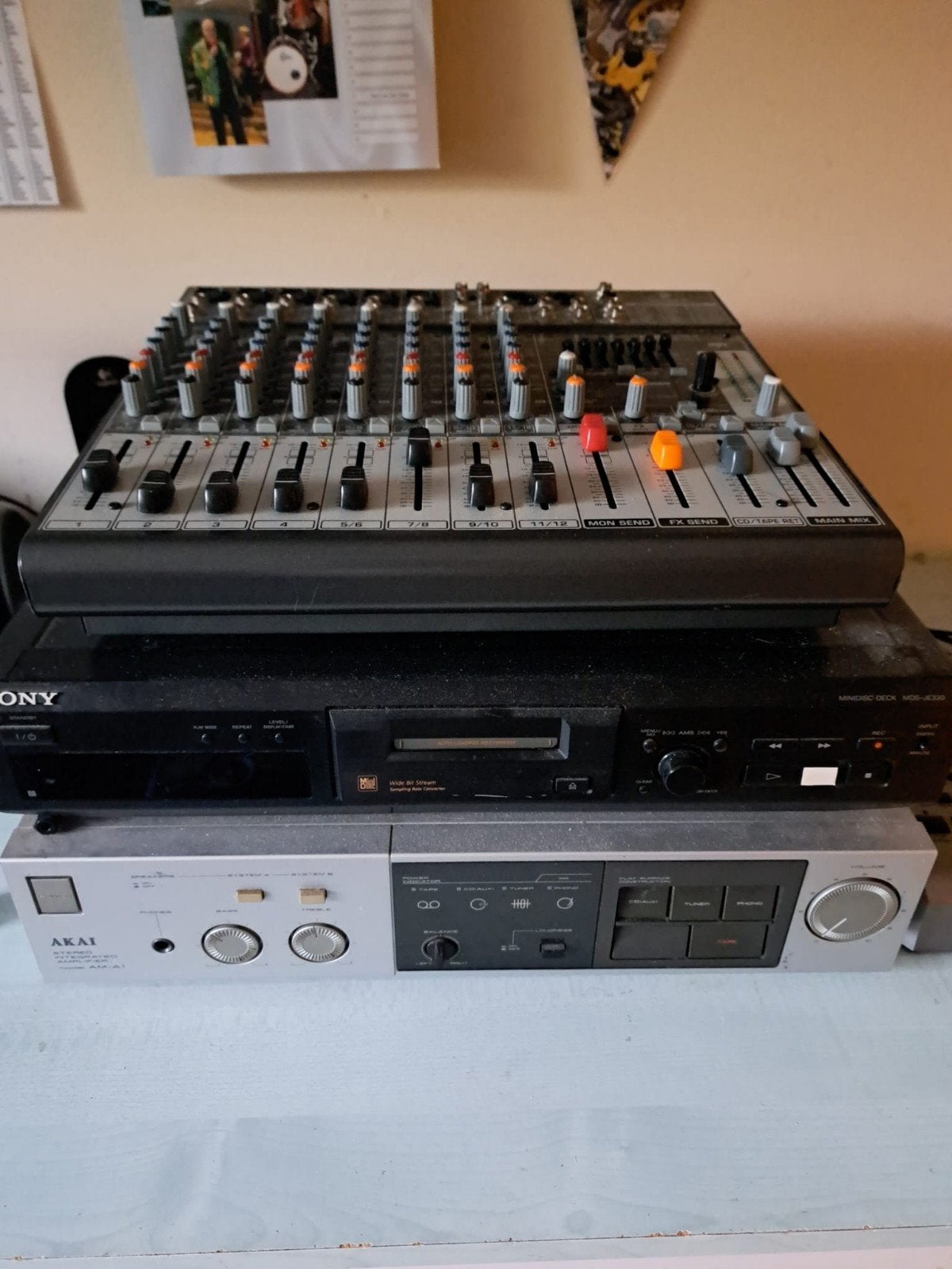 Behringer mengpaneel, Sony minidisc, Akai versterker, Muziek en Instrumenten, Mengpanelen, Ophalen, Gebruikt, 10 tot 20 kanalen