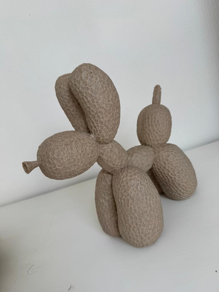 Decoratieve ballonhond sculptuur - Zandkleurig groot!, Ophalen, Zo goed als nieuw, Rond, Hout