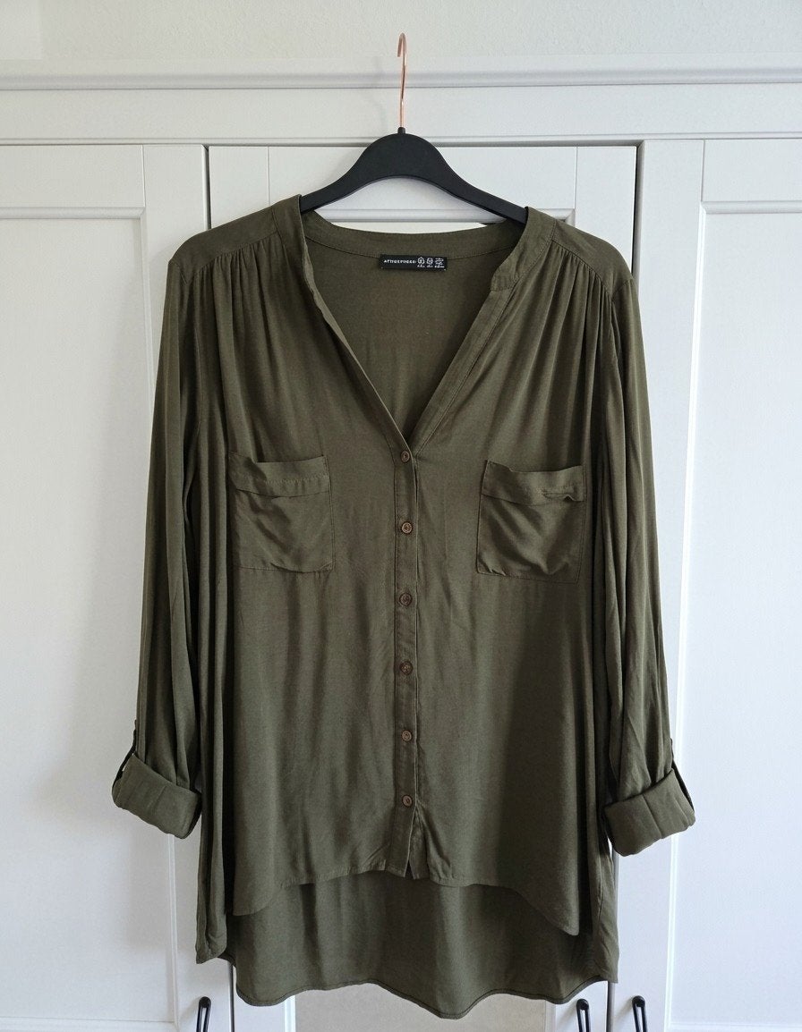 Mooie kaki blouse maat 40, Kleding | Dames, Ophalen of Verzenden, Gedragen, Maat 38/40 (M), Groen