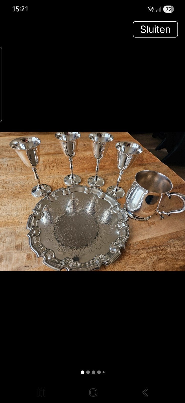 Zilverkleurig dienblad met bekers en mok, Ophalen of Verzenden
