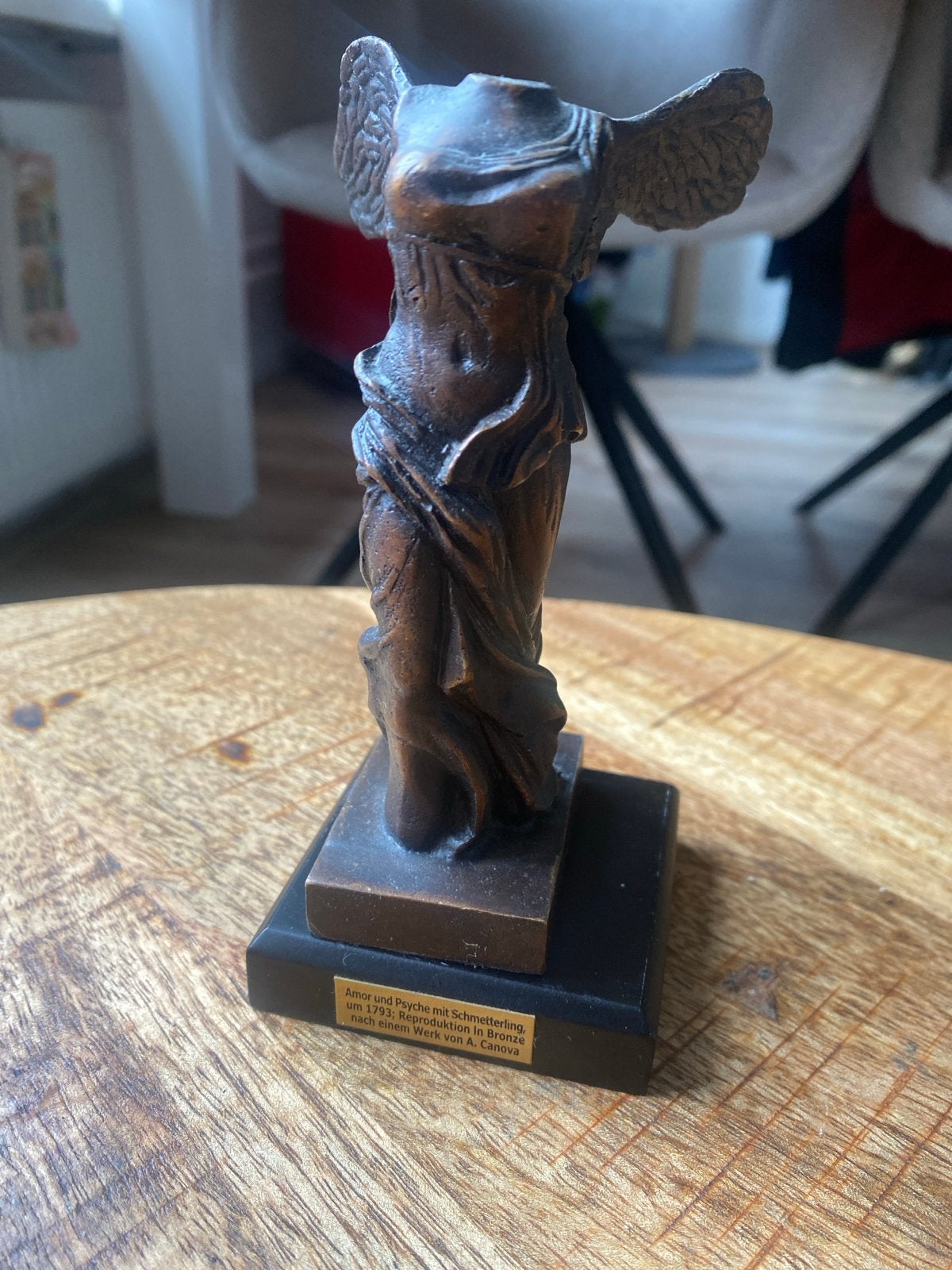 Loevre Bronzen beeldje: Amor en Psyche met vlinder, Minder dan 20 cm, Ophalen of Verzenden, Scène, Beeld