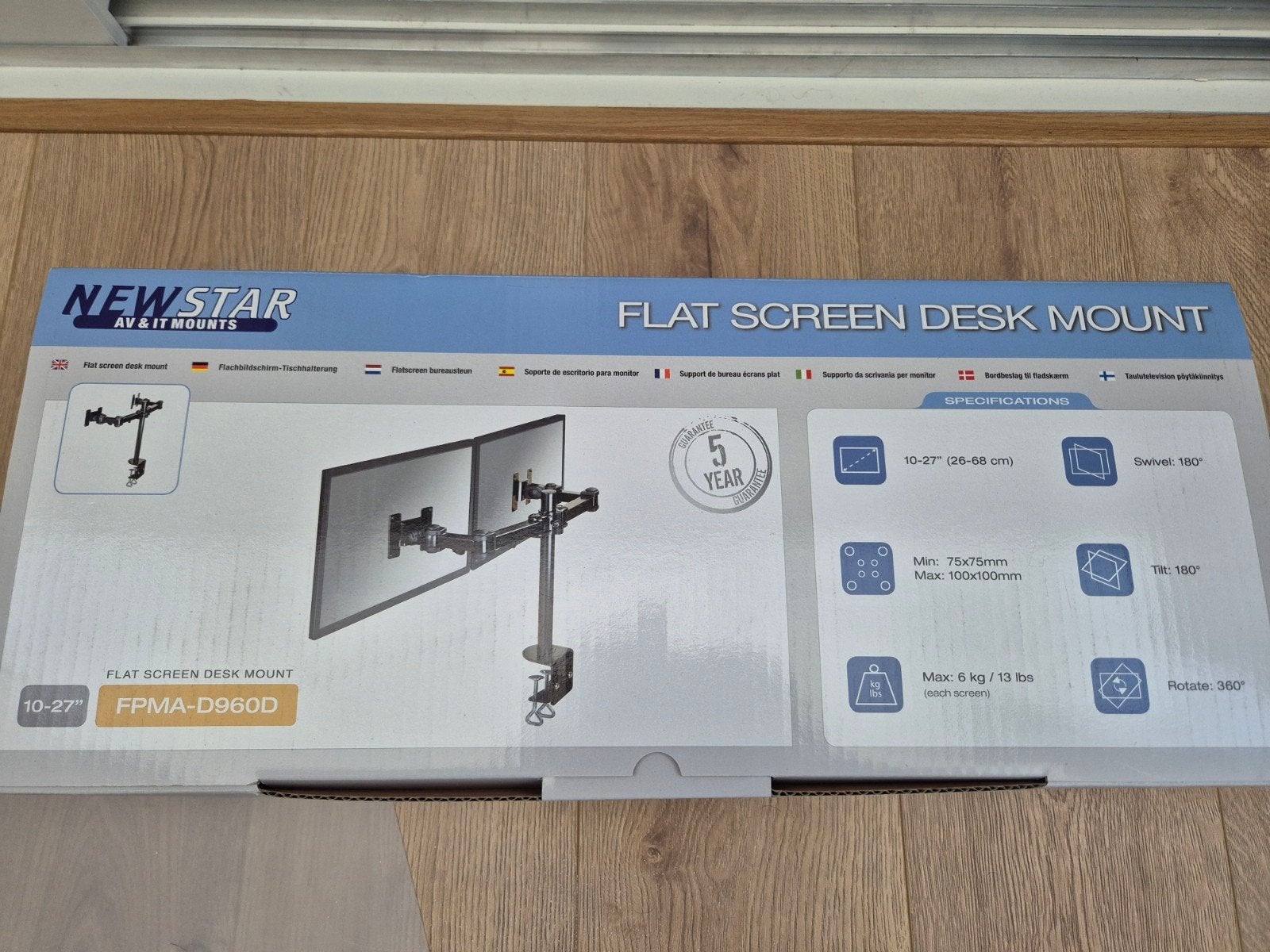NewStar FPMA-D960D Dual Monitor Bureau Beugel 10-27 inch, Ophalen