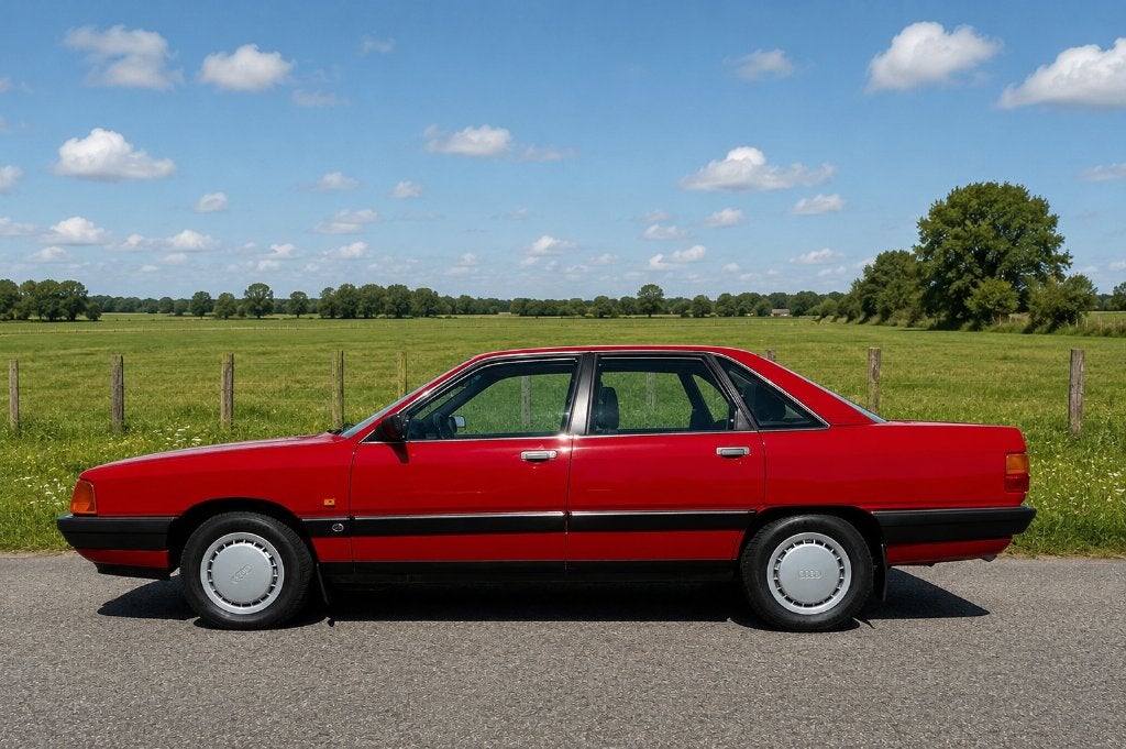 audi 100 2.0E (5-cil) bj 1990 rood lage km stand, Auto's, Audi, Voorwielaandrijving, Bruin, Handgeschakeld, 115 pk