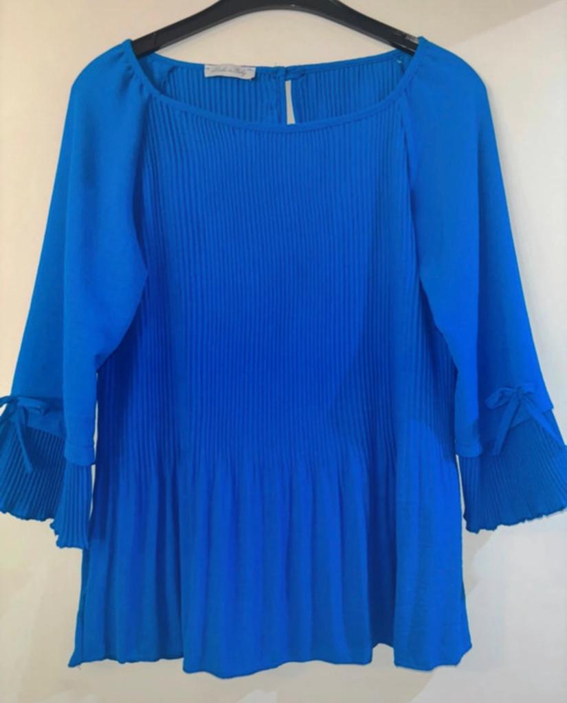 Blouse kobalt blauw met strikjes op de mouwen, Ophalen of Verzenden, Zo goed als nieuw, Blauw