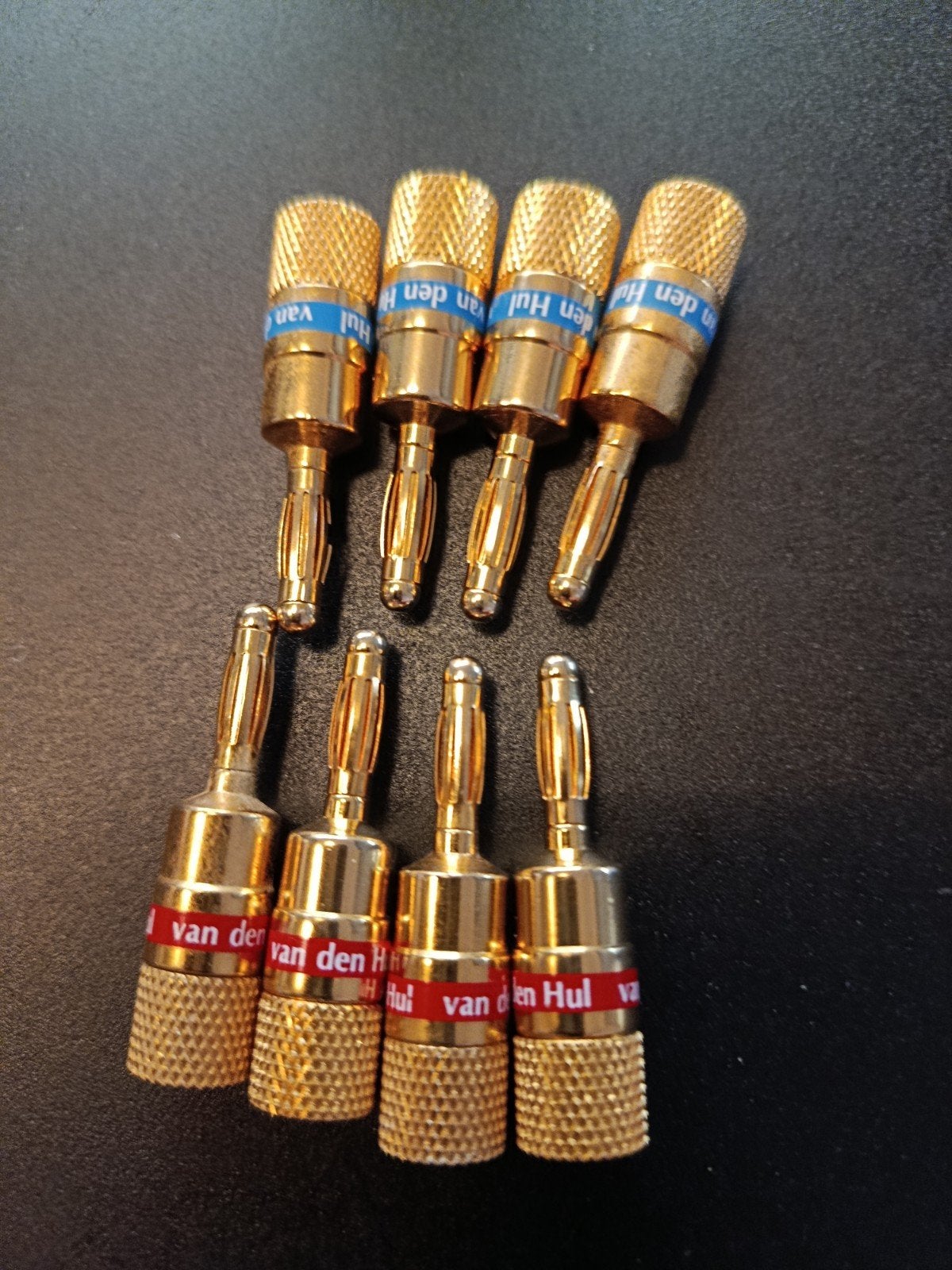 Van den Hul Banaanpluggen - Set van 8, Audio, Tv en Foto, Audiokabels en Televisiekabels, Gebruikt, Luidsprekerkabel, Minder dan 2 meter