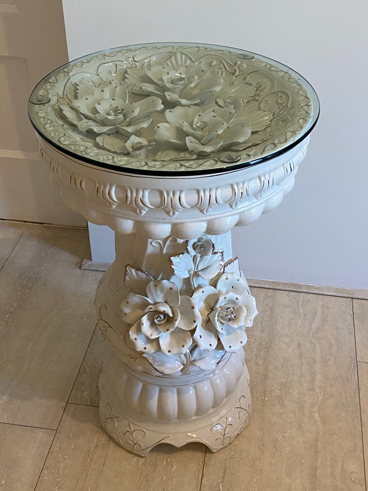 Decoratieve keramische plantentafel/bijzettafel, Huis en Inrichting, Woonaccessoires | Zuilen en Pilaren, Ophalen, Zo goed als nieuw