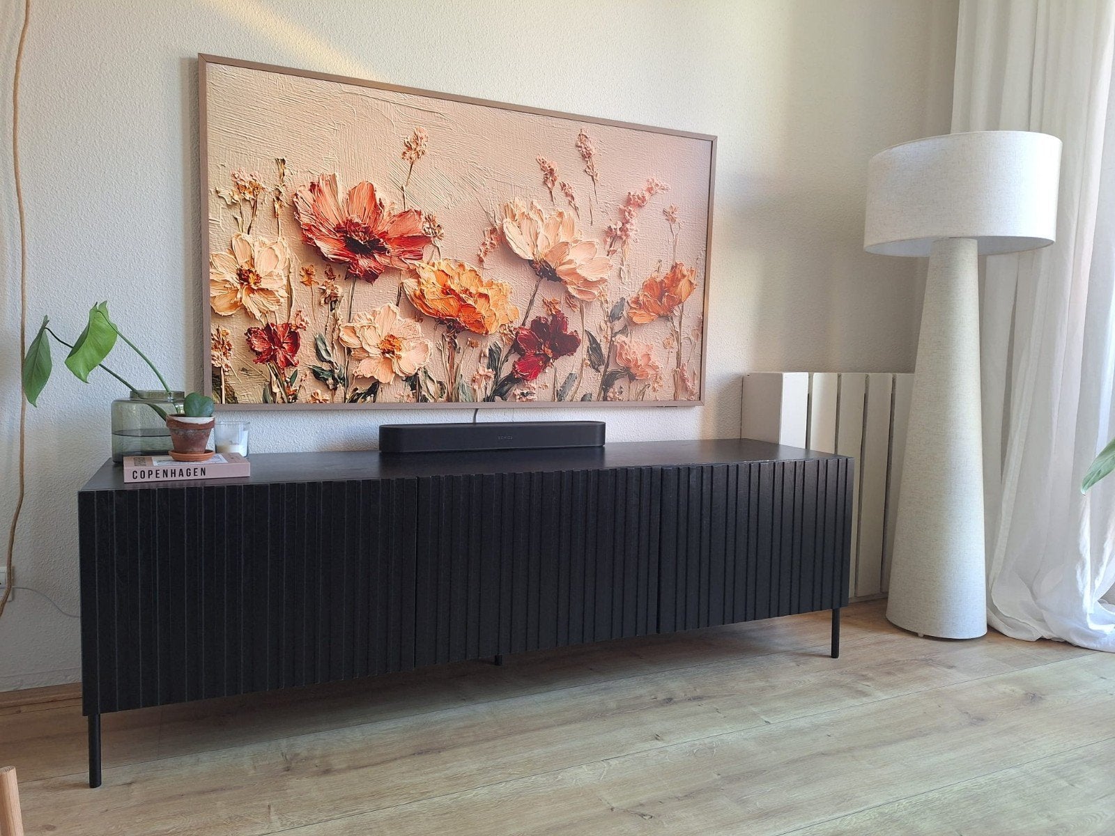 Woood Gravure TV-meubel/dressoir - Zwart, Ophalen, Gebruikt, 100 tot 150 cm, Minder dan 100 cm