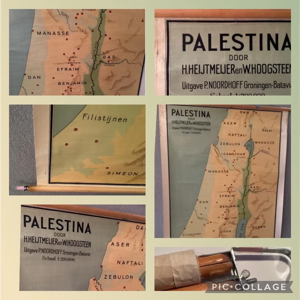 Vintage schoolkaart, oude landkaart Palestina, oprolbaar, Ophalen of Verzenden, Aardrijkskunde