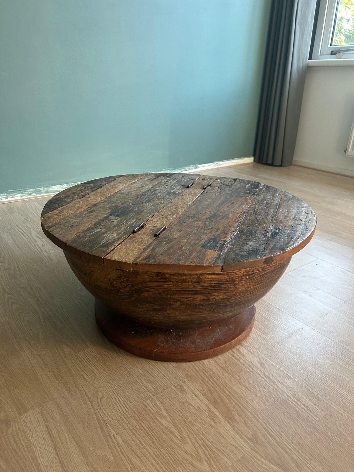 Ronde salontafel/ bijzettafel van hout, Ophalen, Gebruikt, Rond, 50 tot 100 cm